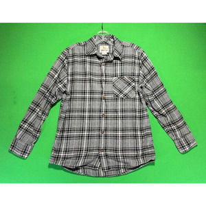 Field & Stream Flannel Button Up Shirt Men's Small Gray Plaid Long Sleeve